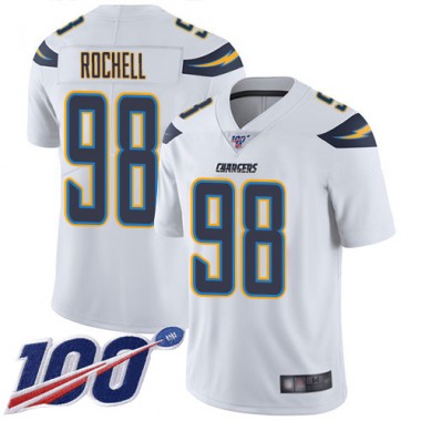 Los Angeles Chargers NFL Football Isaac Rochell White Jersey Men Limited  #98 Road 100th Season Vapor Untouchable